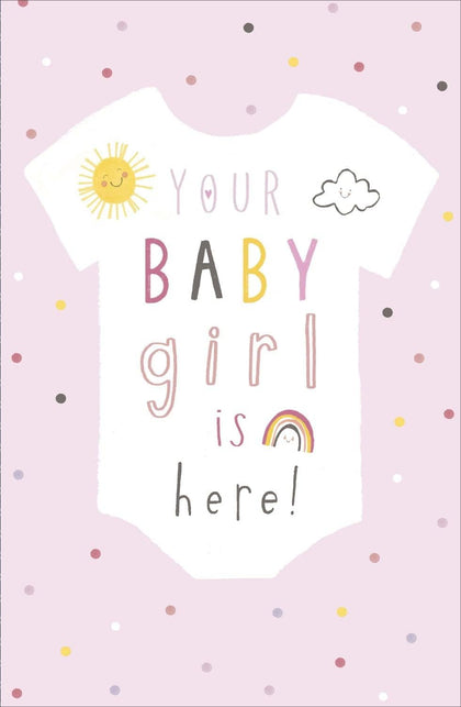 Sunshine and Rainbow Grow Baby Girl Birth Congratulations Card