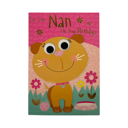 For Nan Cat On A Mat Design Birthday Card