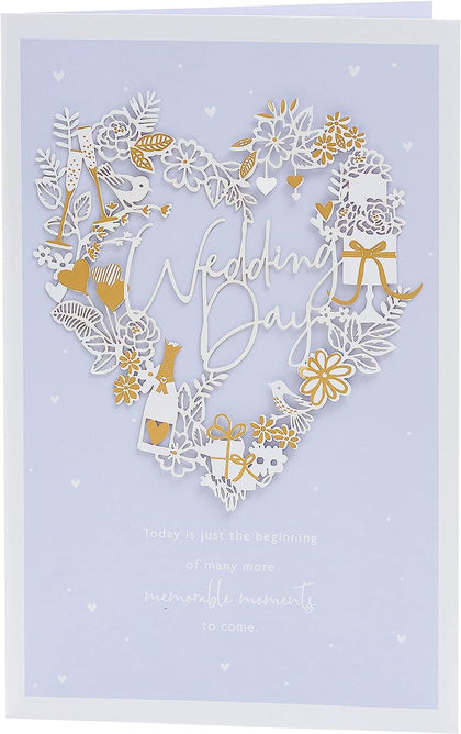 3D Pale Blue Design Wedding Day Congratulations Card