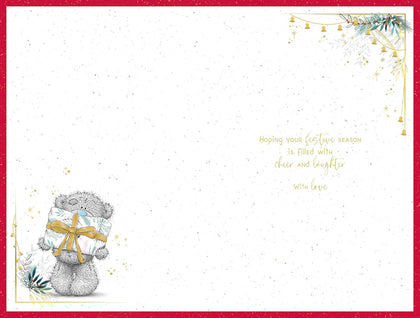 Bear Looking Inside Gift Box Great Granddaughter Christmas Card