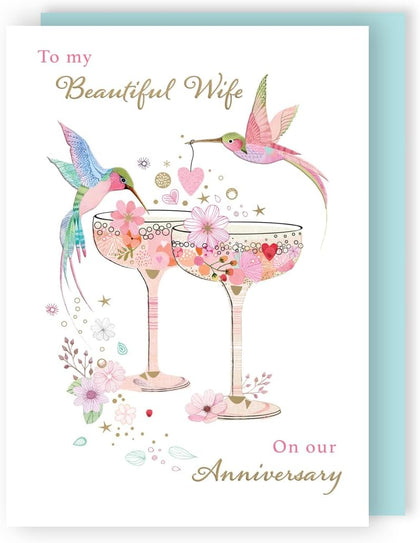 Humming Cheers! Beautiful Wife Anniversary Card