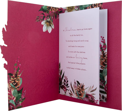 Traditional Wreath and Verse Design Boxed Christmas Card for Mum