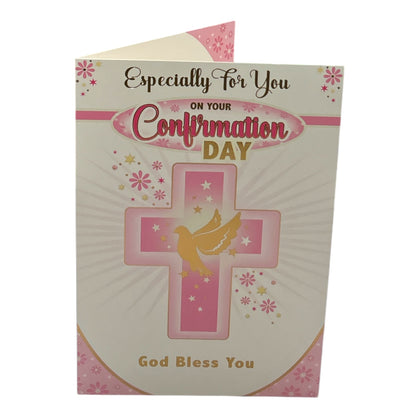 Especially For You Girl Dove And Cross Pink Design Confirmation Religious Greeting Card