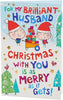 Sweet Cartoon Couple Design Husband Christmas Card