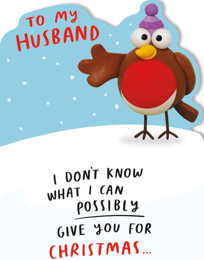 Crackers Adorable Robin Design Husband Funny Christmas Card