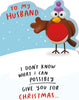 Crackers Adorable Robin Design Husband Funny Christmas Card