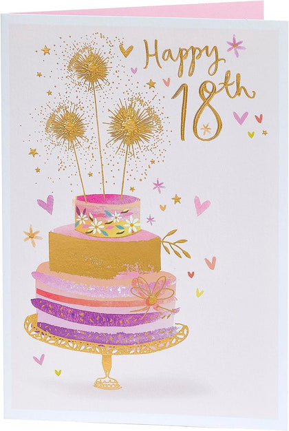 Beautiful Cake Design 18th Birthday Card