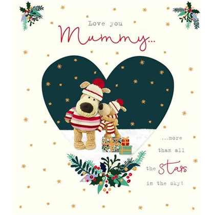 Child Boofle Kissing on Cheek Mummy Christmas Card