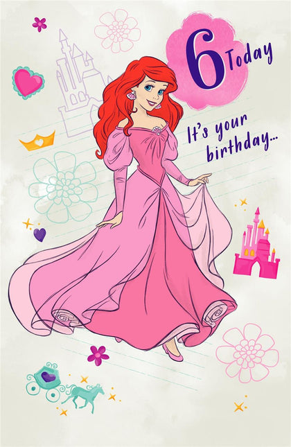 Disney Princess 6th Kids Birthday Card For Her