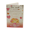 Get Well Soon Flowers In Tea Cup Design Greeting Card