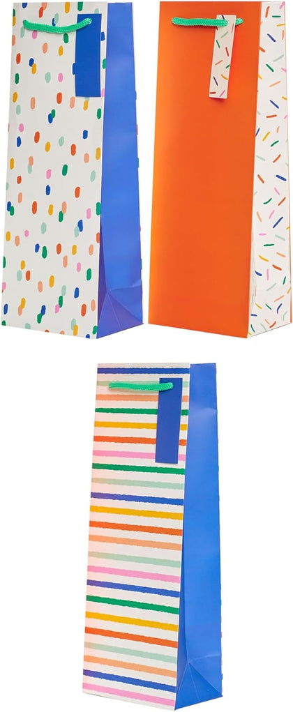 Colourful Designs Multipack of 3 Bottle Bags For Teacher Appreciation, Graduation, Birthdays, Passing Exams