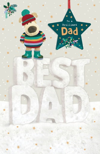 Boofle with Hanging Star Dad Christmas Card