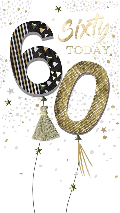 Embellished Balloons 60th Birthday Card