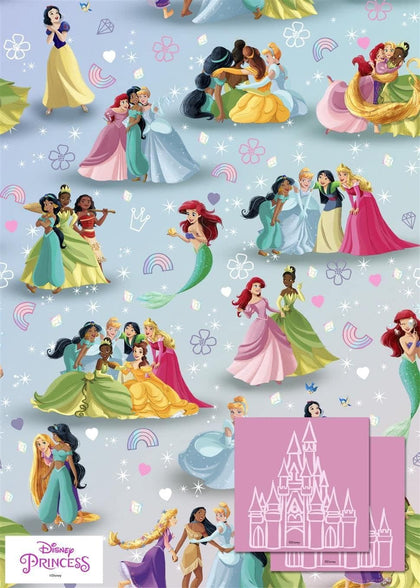 Pack of 10 Disney Princess 20 Sheets Of Gift Wrap And 20 Gift Tags