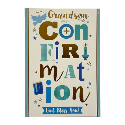 For Grandson On Your Confirmation Bold Lettering Design Religious Greeting Card