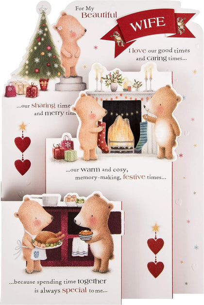 Cute 3D Pop-up Design with Heartfelt Verse Wife Christmas Card