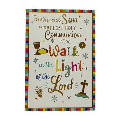 For Son Walk In The Light First Holy Communion Religious Card