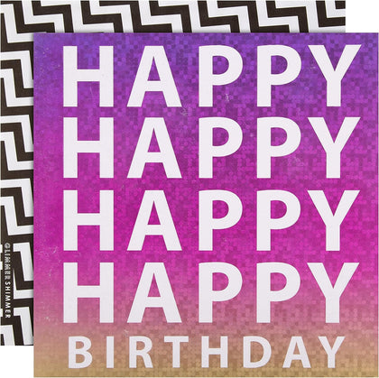 Contemporary Text Based Design with Holographic Foil Birthday Blank Card