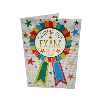 In Your Exams Colourful Rosette Design Good Luck Card