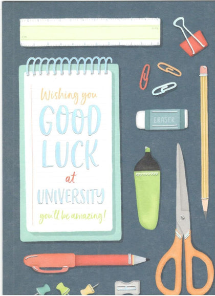 Stationary Design Good Luck At University Card