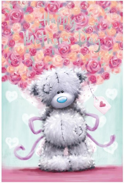 Bear With Bunch Of Roses Softly Drawn Mother's Day Card