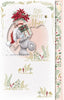 Bear Carrying Gifts And Poinsettia Handmade Mum Christmas Card