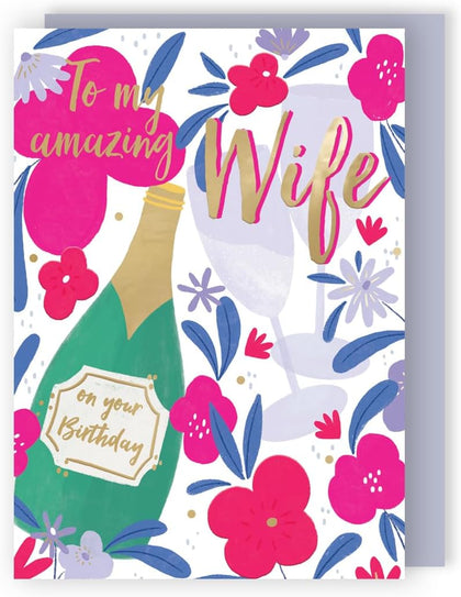 Bubbly Blossoms! To My Amazing Wife Contemporary Birthday Card