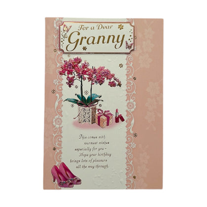 Dear Granny Gift and Shoes Design Birthday Card