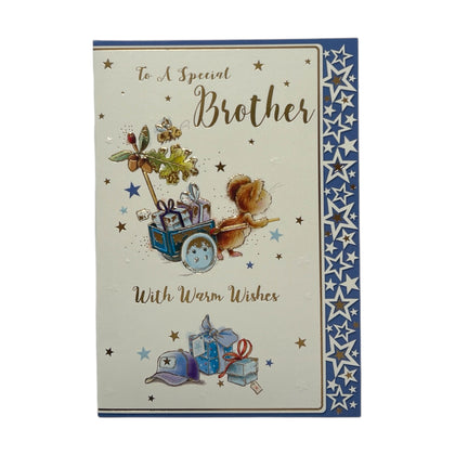 To Special Brother Mouse Pulls Wagon Design Birthday Card