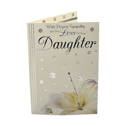 Loss Of Daughter Traditional White Flower Design Sympathy Card