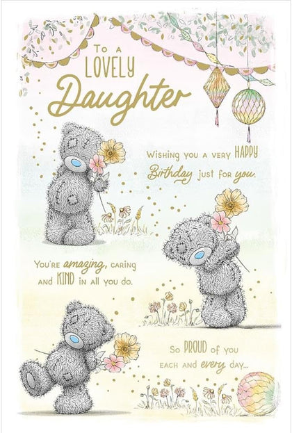 Bear With Flowers Storyboard Lovely Daughter Birthday Card