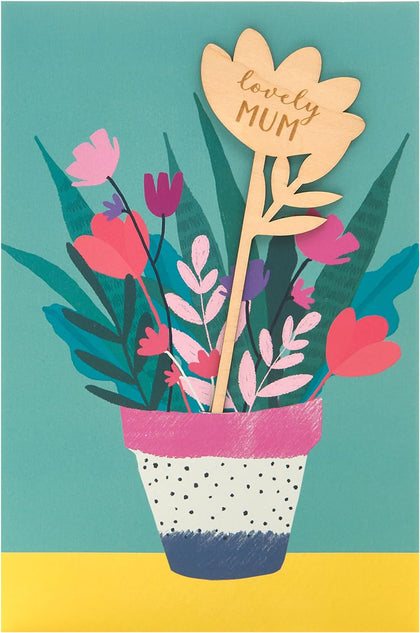 Lovely Mum Bright Potted Plant Design Mother's Day Card