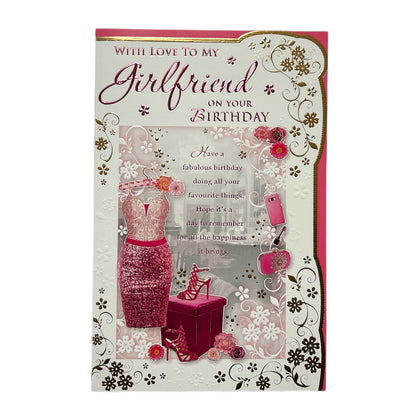 Girlfriend Pink Dress and Sandals Design Opacity Birthday Card