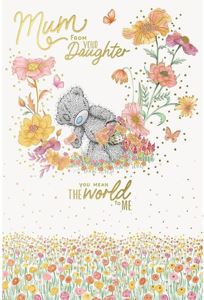 Bear Picking Flowers To Mum From Your Daughter Mother's Day Card