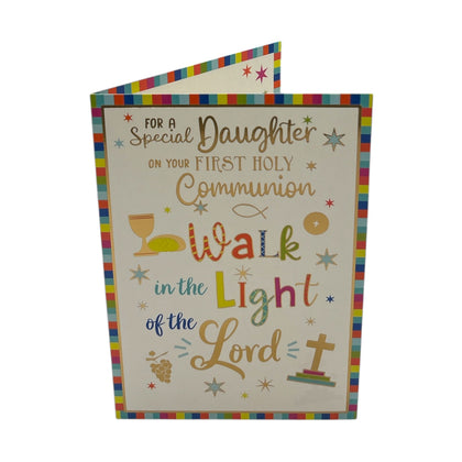 For Daughter Walk In The Light First Holy Communion Religious Card