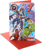 Marvel The Avengers Awesome Design 7th Kids Birthday Card with Badge for Him