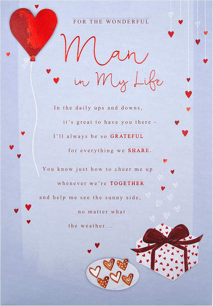 Classic Text Based Design with Heartfelt Verse for The Man in My Life Valentine's Day Card