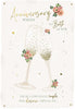 Floral Champagne Flutes and Hearts Anniversary Card