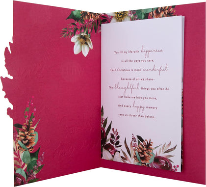 Traditional Wreath and Verse Design Boxed Christmas Card for Wife