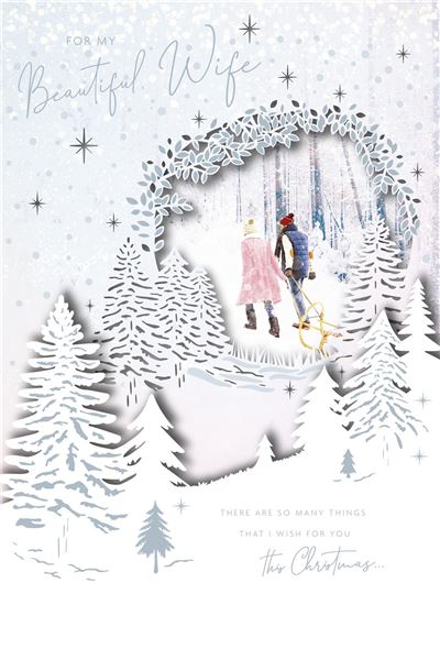 Beautiful Snow Scene Design Wife Christmas Card