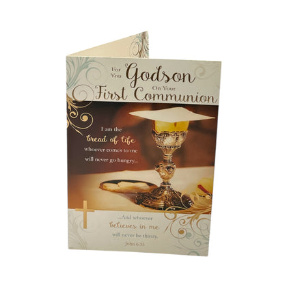 For You Godson First Communion Traditional Design Religious Card