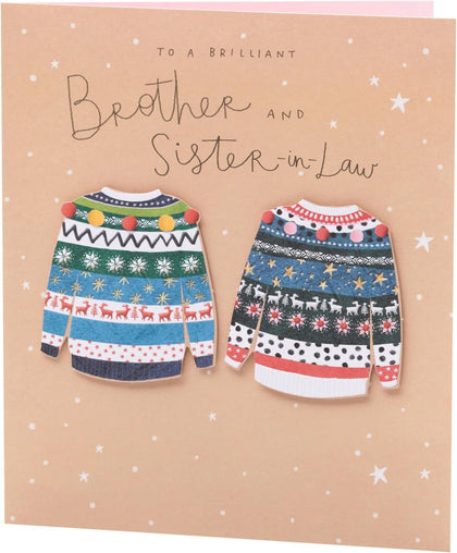 Festive Jumpers Design Brother and Sister-in-Law Christmas Card