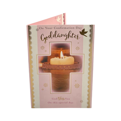 Goddaughter On Your Confirmation Cross & Candle Design Religious Card