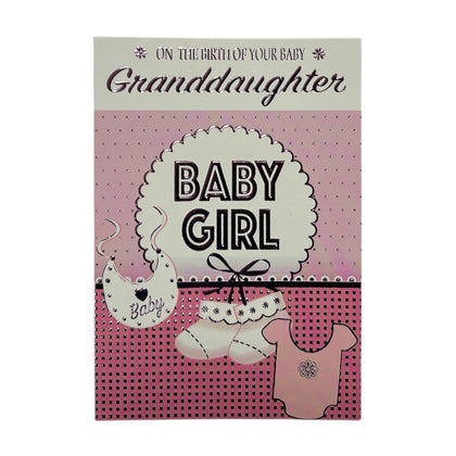 On The Birth Of Granddaughter Charming Pink Design Congratulations Card