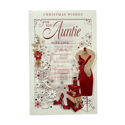 For You Auntie Red Dress Shoes Design Christmas Card