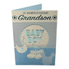 On Birth Of Grandson Charming Blue Design Congratulations Card