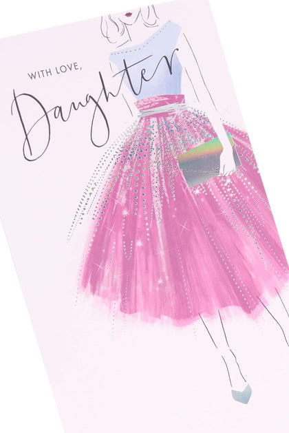 Purple Dress Design Daughter Birthday Card