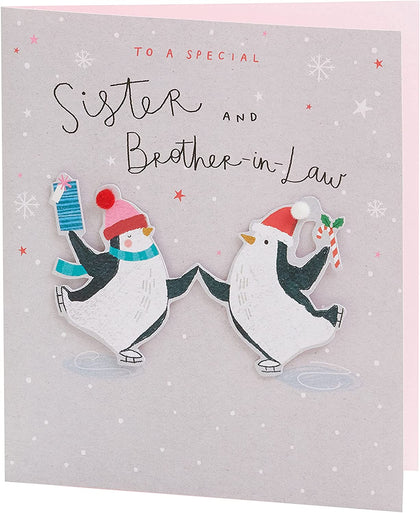 Penguins Dancing Special Sister & Brother-in-Law Christmas Card 