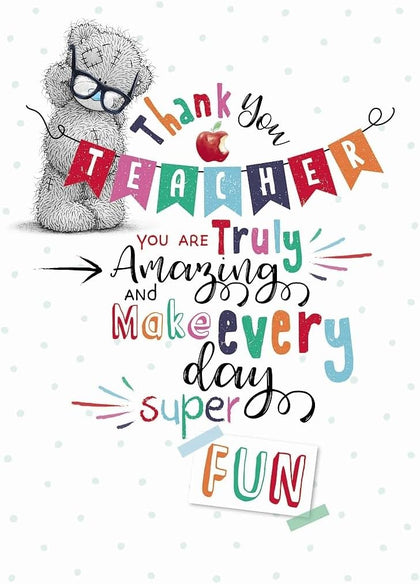 Bear In Glasses Thank You Teacher Card