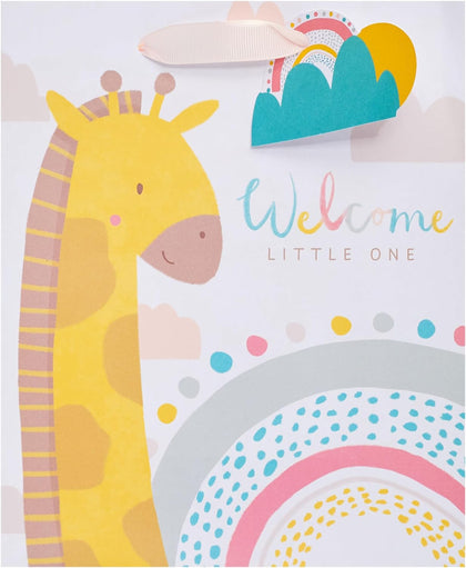 Cute Giraffe Design New Baby Boy or Girl Medium Gift Bag